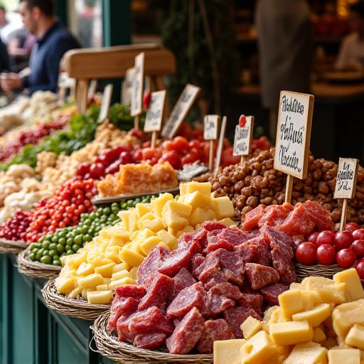 Mercado gourmet con productos locales